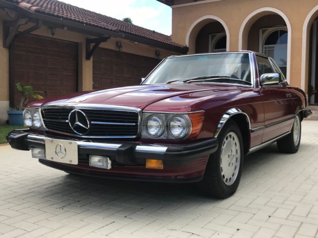 ** 1989 MERCEDES BENZ 560SL ROADSTER GARNET RED TAN LEATHER LOW MILE COLLECTIBLE 1989 Mercedes-Benz SL-Class 560SL ROADSTER
