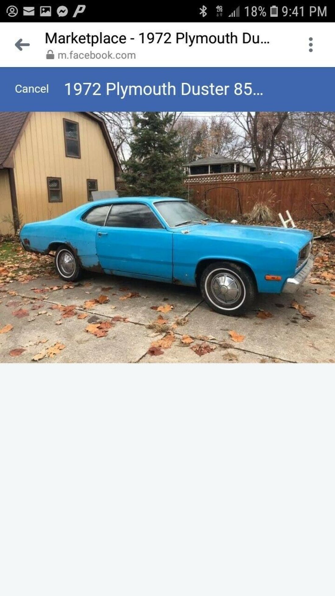 1 owner 1972 plymouth duster 318 auto parked since 1988 barn find 1972 Plymouth Duster