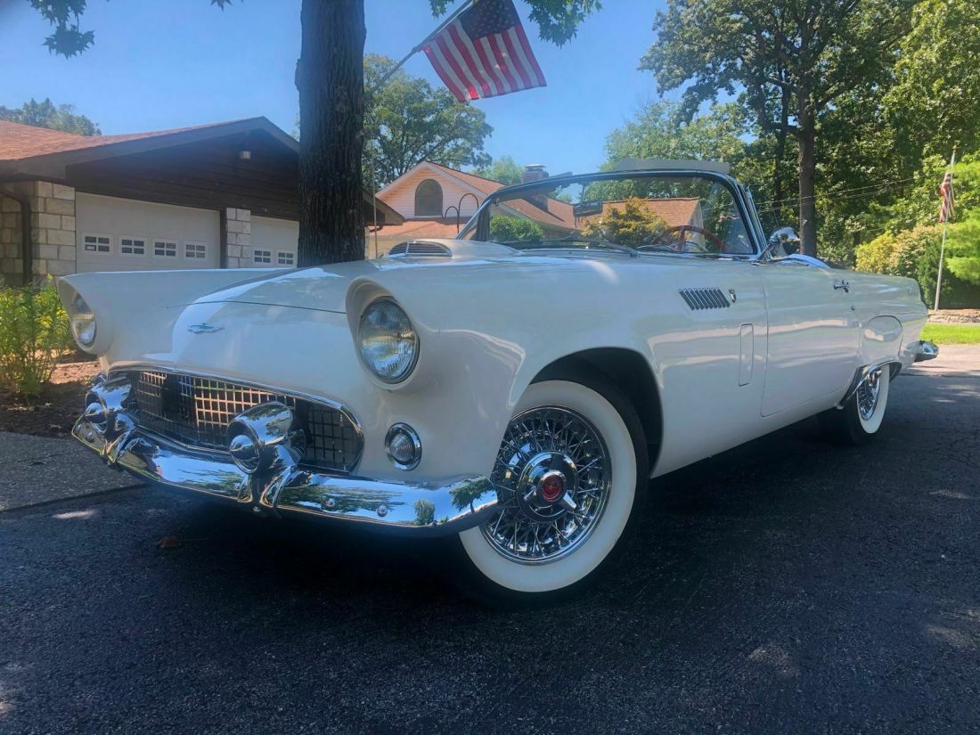 14,XXX ORIGINAL MILE POTHOLE TOP CANVAS SOFT TOP PW PS PB TELE AIR CONDITIONING 1956 Ford Thunderbird FRAME OFF RESTORED