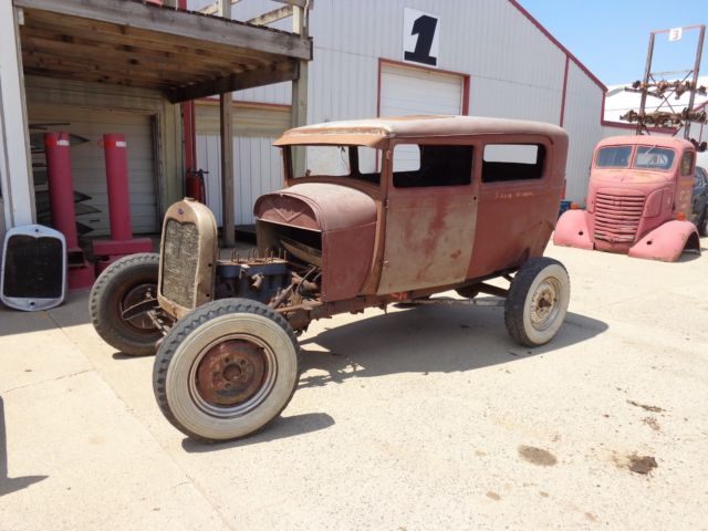 1929 Ford Model A, 2 door sedan, Hot Rod, abandoned project, as found, Chopped 1929 Ford Model A HAMB, JALOPY, LAKES, NOSTALGIA, A BOMB