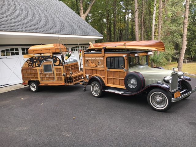 1929 Ford Model A, Custom Built Woody w/ Teardrop Trailer and more 1929 Ford Model A Black w/ Red Pinstriping