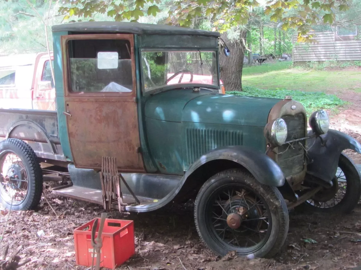 1929 Ford Model A Pickup Green & Rust Pickup Truck Farm Project 1929 Ford Model A