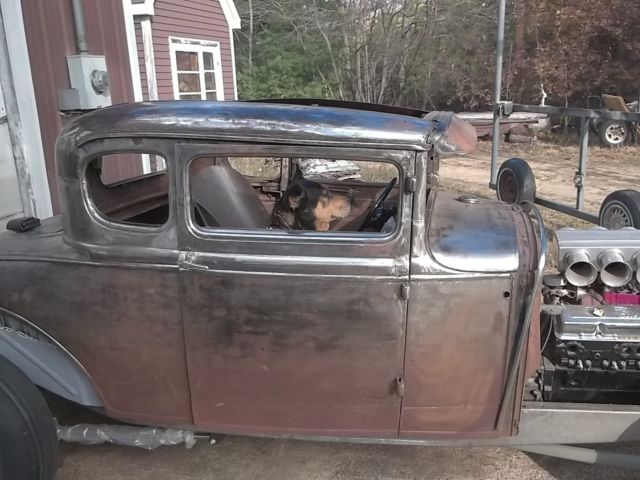 1930 Ford coupe black rat rod gold hot rod 1932 frame - photo 3