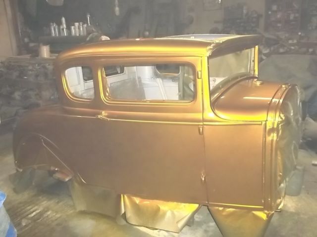 1930 Ford coupe black rat rod gold hot rod 1932 frame - photo 6