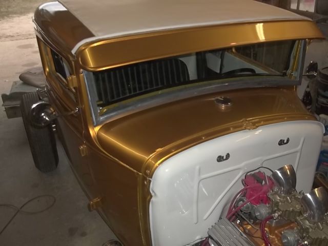 1930 Ford coupe black rat rod gold hot rod 1932 frame - photo 8