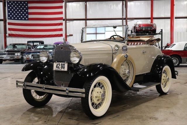 1931 Ford Model A Roadster 41529 Miles Black and Tan Coupe 4 Cylinder Manual 1931 Ford Model A Roadster