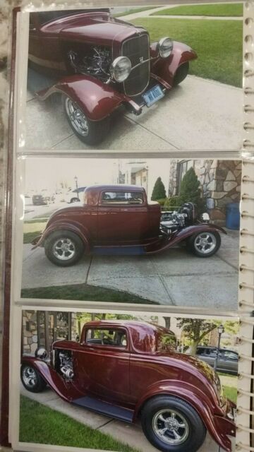 1932 Ford Coupe , ( 2003 ) Anniversary Corvette Red in color 1932 Ford Coupe