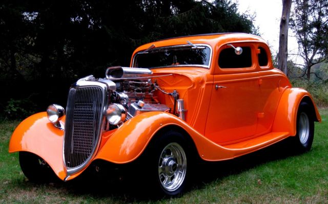 1934 5 Window Steel Coupe Stunning New Tangerine/Tan,468BB,Auto,AC,PS,PDB,PW,Exc 1934 Ford 5 Window Coupe Steel