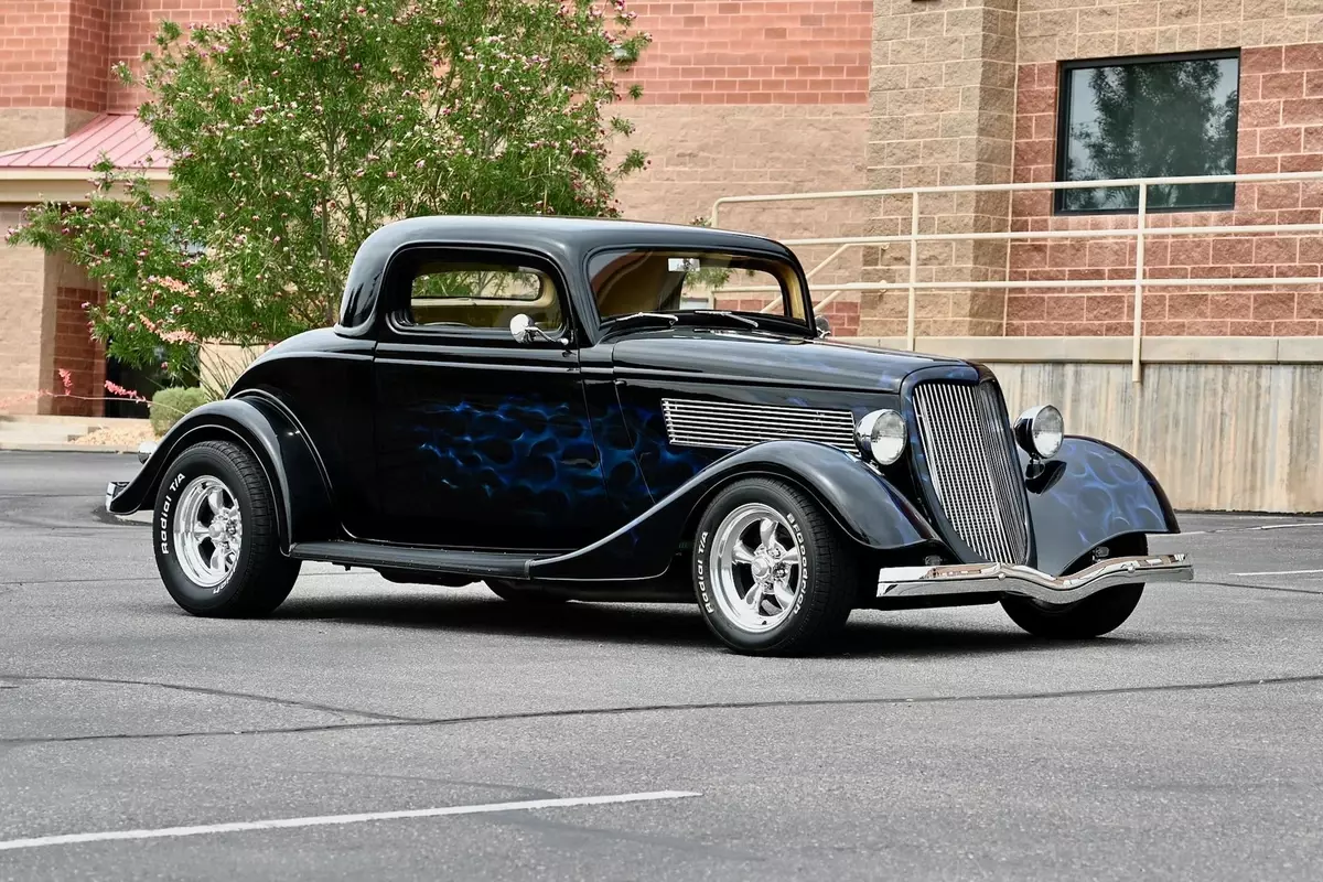 1934 Ford Victoria 3-Window Coupe Black/Ghost Flames 350/350hp 700R4 Beautiful! 1934 Ford Victoria 3-Window Coupe