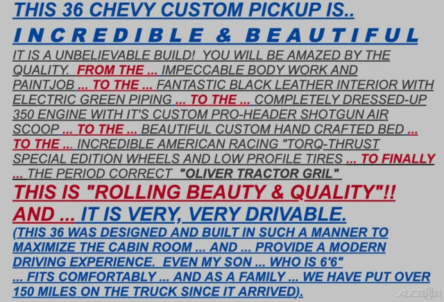 1936 Chevrolet Other Pickups 350 V8 / 700R4 Auto / A/C EQUIPPED!!! - photo 5