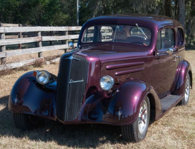 1936 CHEVY MASTER SEDAN STREET ROD- NEW BLACK CHERRY MERLOT PAINT-NEW INTERIOR 1936 Chevrolet 2 Door Sedan Master Son