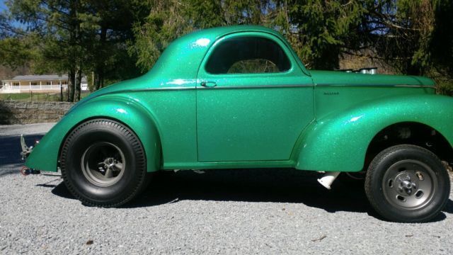 1941 WILLYS GASSER GREEN METAL FLAKE HOT ROD DRAG CAR BIG BLOCK CHEVY 632/850 HP 1941 Willys Gasser 632 BIG BLOCK CHEVY. EFI HILBORN JERICO 850 FT. LB