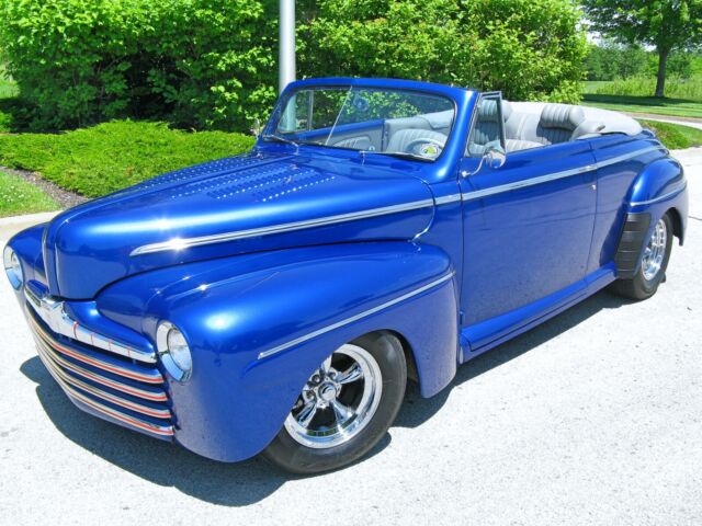 1946 Ford Super Deluxe Convertible Electric Blue Gray Leather Loaded Street Rod 1946 Ford Super Deluxe