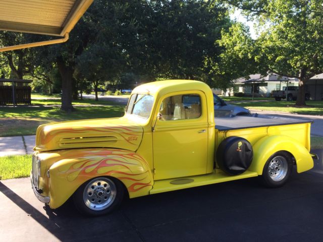 1946 FORD TRUCK STREET ROD YELLOW WITH FLAMES SHOW TRUCK 1946 Ford Truck