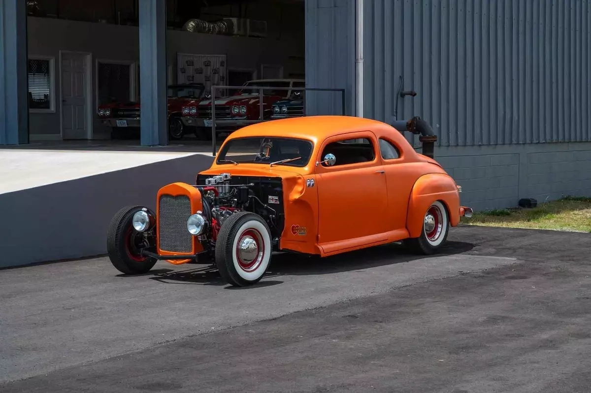 1946 Mercury Custom Coupe Flathead V-8 with Tri-Power, Lenco 5-Speed Orange 1946 Mercury Custom Coupe Flathead V-8 with Tri-Power, Lenco 5-Speed
