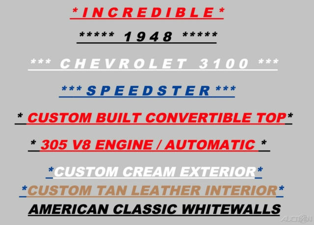 1948 Chevrolet Other Pickups Convertible / Show Truck / 305 V8 - photo 2