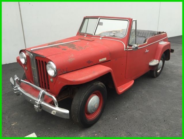 1948 WILLYS JEEPSTER. RED/BLACK. 2.2 LITER. 3-SPEED MANUAL. SOLID CA CAR. 1948 Willys Jeepster