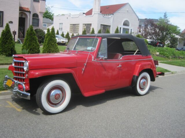 1950 Willys Jeepster red 6 cylinder Survivor driver NO RESERVE new top 3spd 1950 Willys
