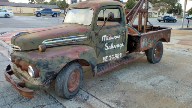 1951 FORD F3 TRUCK FORD SALVAGE YARD TOW TRUCK ORIGINAL TULSA WINCH FORD TRUCK 1951 Ford F3 SALVAGE YARD TOW TRUCK DELUXE CAB 5 STAR TOW TRUCK