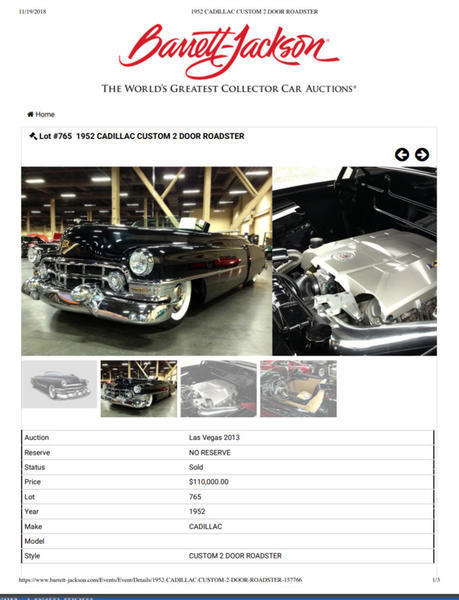 1952 Cadillac Custom Roadster 2 Door - photo 3