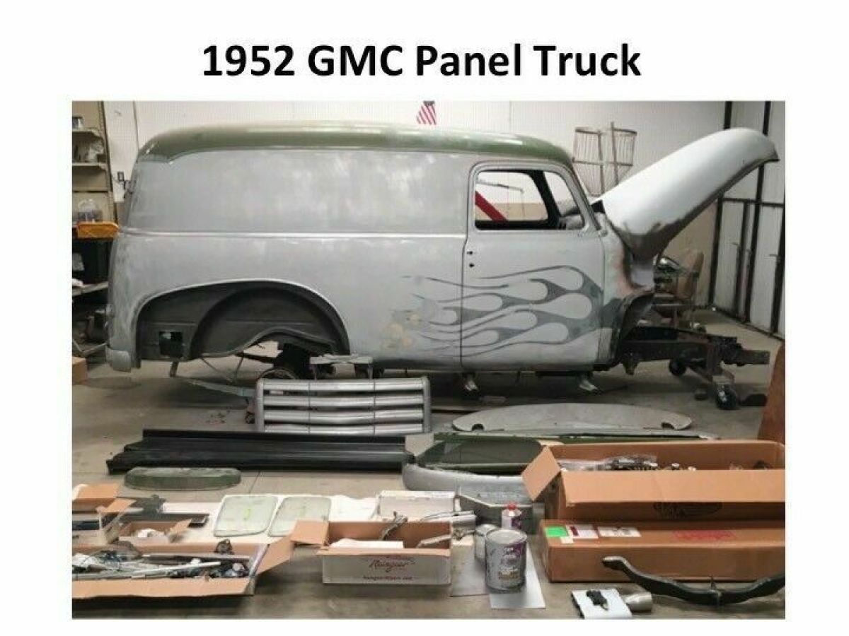 1952 GMC Panel Truck Complete Straight Body, Sanded, Primered, Ready for Paint. 1952 GMC Truck