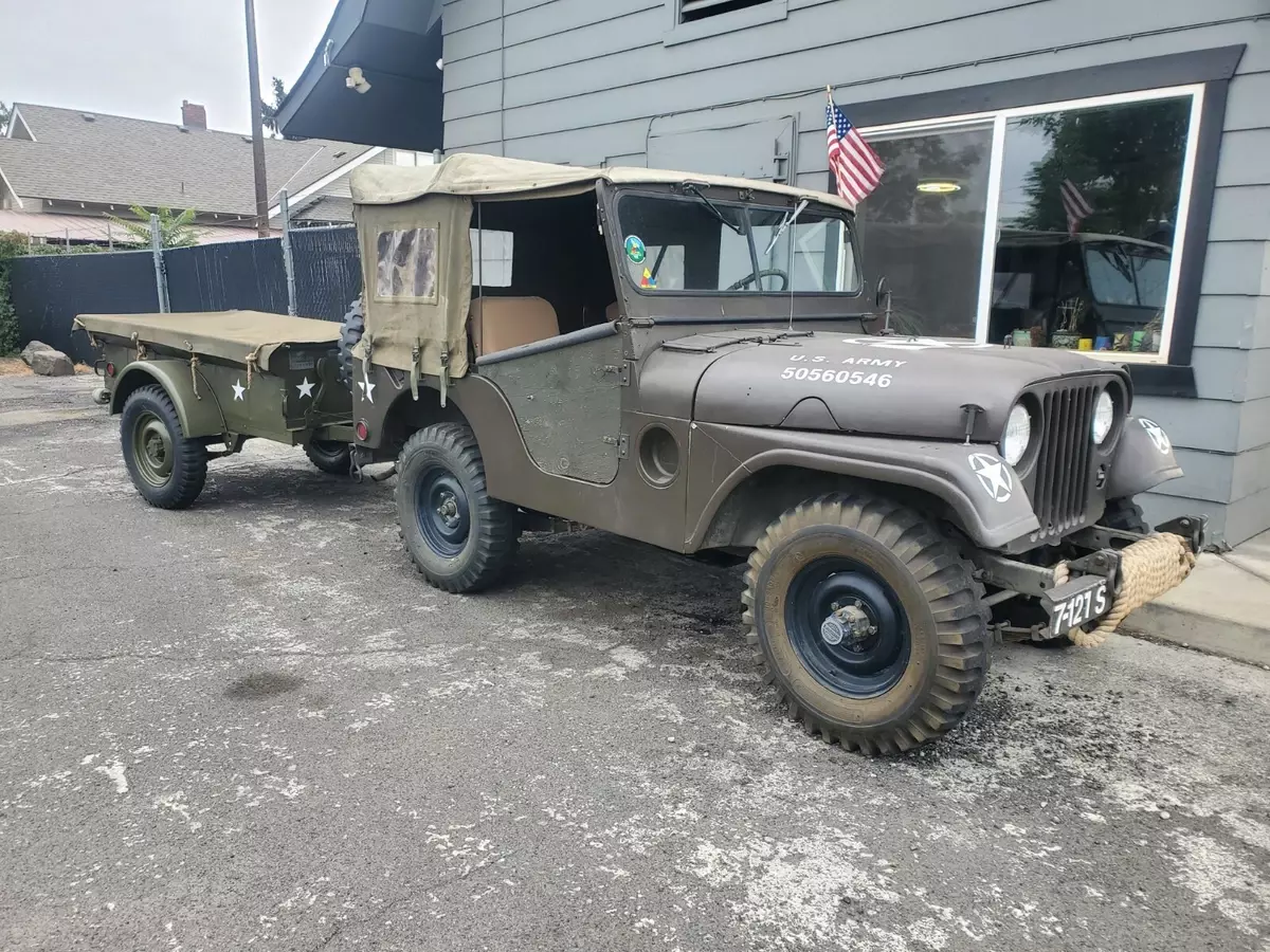 1952 Willys w/m100 trailer Green M38A1 1952 Willys CJ M38A1