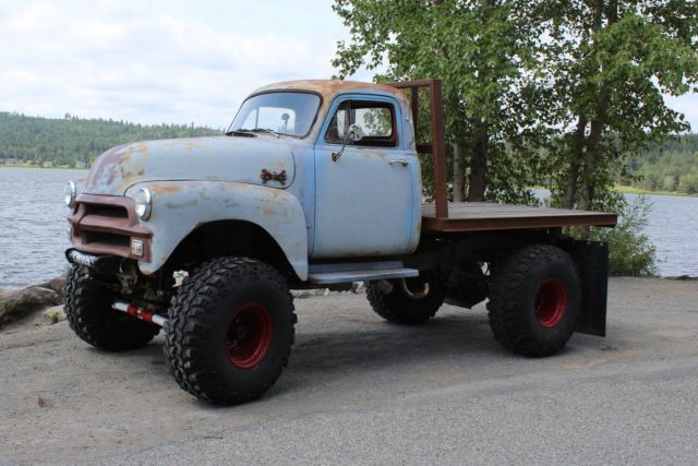 1954 chevy c-10 cab 4x4 rat rod sbc auto 42" Iroks flatbed pickup truck NO RESRV 1954 Chevrolet C-10