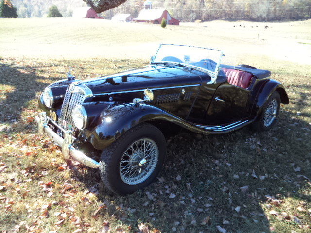 1954 MG TF NICELY RESTORED ROADSTER WIRE WHEELS BLACK WITH RED LEATHER 1954 MG T-Series MG TF