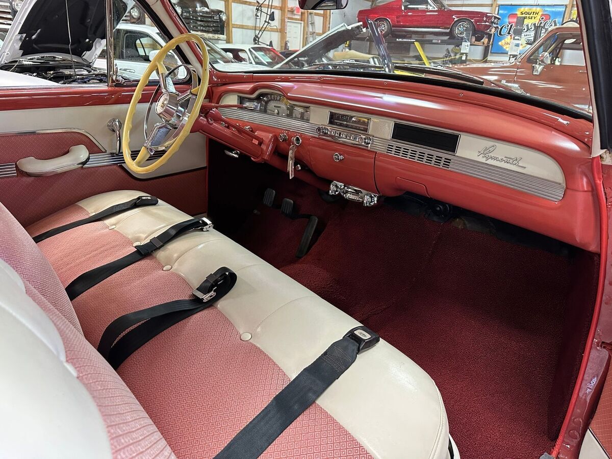 1954 Plymouth Belvedere Hardtop Santa Rosa Coral & White Restored - photo 8
