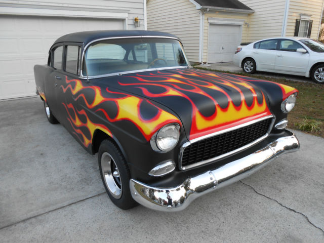 1955 55 CHEVY FLAMED 60'S CUSTOM RAT ROD GASSER CHEVROLET 350 STICK SHIFT 1955 Chevrolet Bel Air/150/210 210