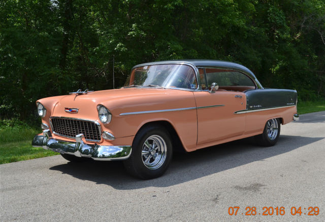 1955 BELAIR 350 4SPD PS VERY SOLID FACTORY CORAL AND SHADOW GREY VERY VERY NICE 1955 Chevrolet Bel Air/150/210 BEL AIR BELAIR