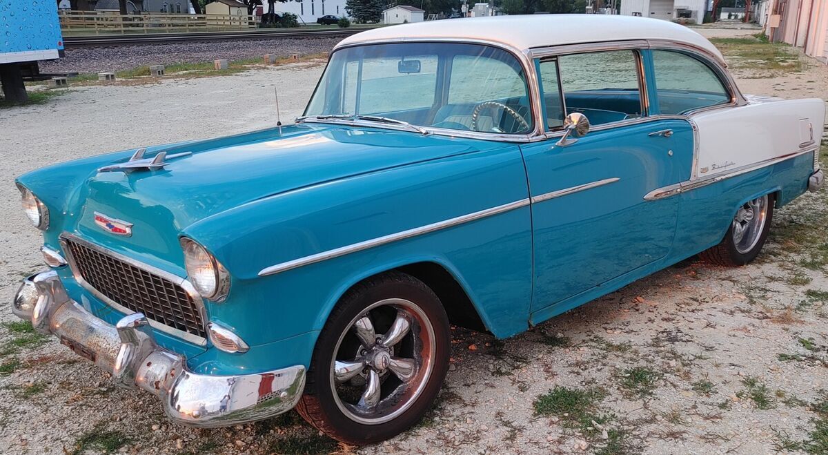 1955 CHEVROLET BEL AIR 9 INCH AIR COND 5 SPEED DUAL QUADS ANGLE PLUGS 1955 Chevrolet Bel Air/150/210