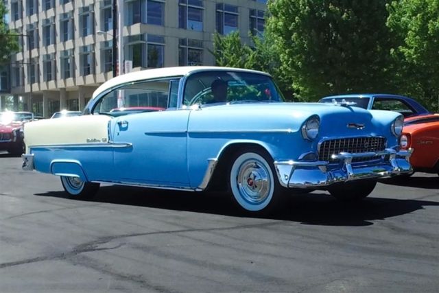1955 Chevrolet Bel Air Blue & Ivory, V8 Auto Power Steering Power Brakes, Coupe 1955 Chevrolet Bel Air/150/210 Blue & Ivory, V8 Auto Power Steering Power Brakes,