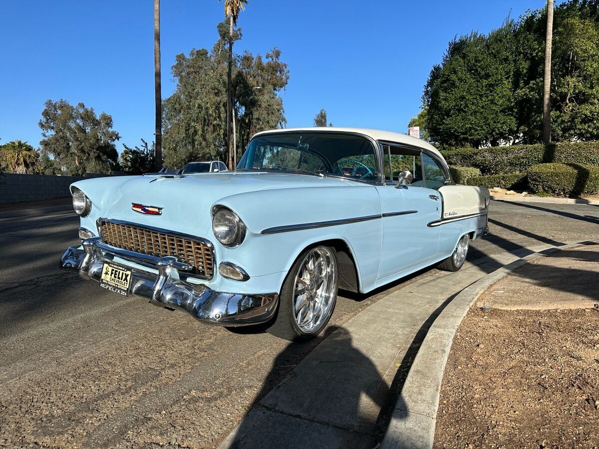 1955 Chevrolet Bel Air Coupe Blue RWD Automatic no post 1955 Chevrolet Bel Air no post
