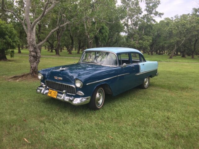 1955 Chevrolet Belair 6 Cyl Blue Flame Manual 4 dr Original Excellent Driver 1955 Chevrolet Bel Air/150/210