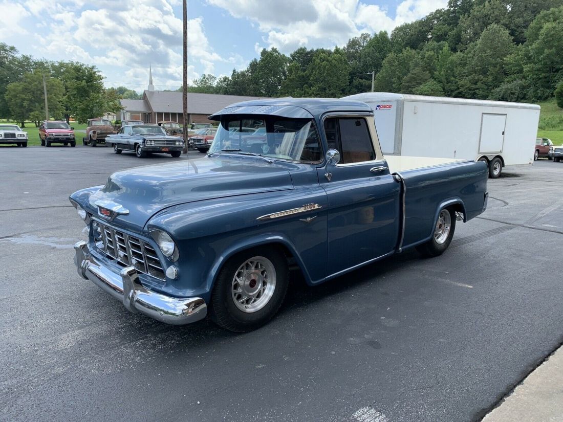1955 Chevrolet Cameo Carrier Pickup Blue RWD Automatic 1955 Chevrolet Cameo Carrier