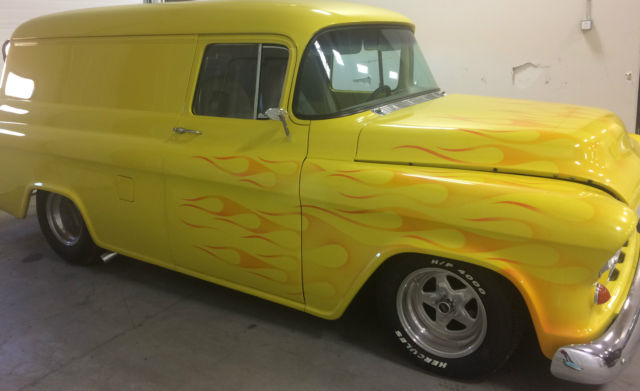 1955 Chevy Panel Truck, Yellow w/ Orange Flames & First-Class Condition 1955 Chevrolet Other Pickups