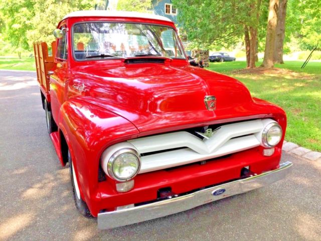 1955 FORD F-100 Flat Bed Stake Truck RARE, fully restored CALIFORNIA TRUCK #'s! 1955 Ford F-100 1955 #'s match 3spd V8 CALIFORNIA 1 of a kind V8