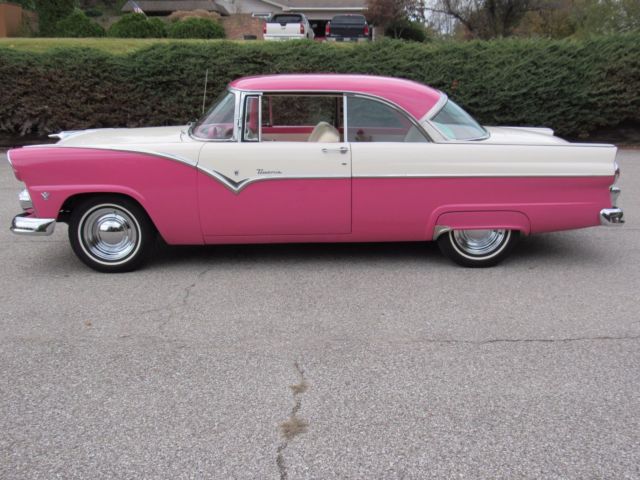 1955 Ford Fairlane Victoria Tropical Rose - Pink & White V8 Cute Nice Tri-5! 1955 Ford Fairlane Victoria