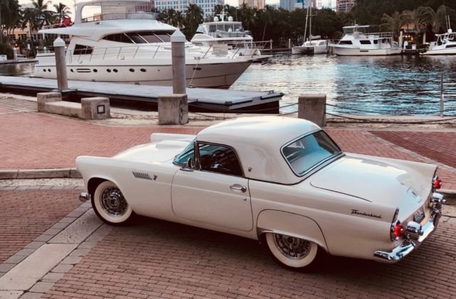 1955 Ford Thunderbird T Bird Convertible Hardtop $29,000 spent on updates NEW AC 1955 Ford Thunderbird White new black Top Wire Wheels 12V AC