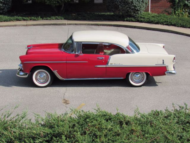 1955 Gypsy Red & India Ivory V8 Automatic Chevy Bel Air Hard Top 1955 Chevrolet Bel Air Hardtop