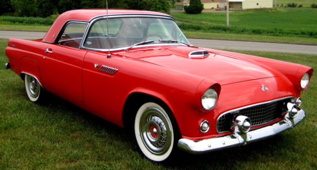 1955 Stunning Red/Red/White Int,Rebuilt V-8,Auto,Fresh Body Resto,Both Tops Exc. 1955 Ford Thunderbird