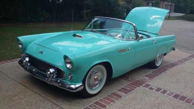 1955 T-Bird Convertible Restored by Amos Minter - Aqua Ext and Aqua&White Int 1955 Ford Thunderbird Base Convertible 2-Door