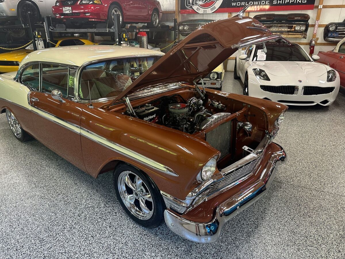 1956 Chevrolet Bel Air Resto-Mod 327 4-spd Disc Brakes Lowered Sierra Gold! - photo 13