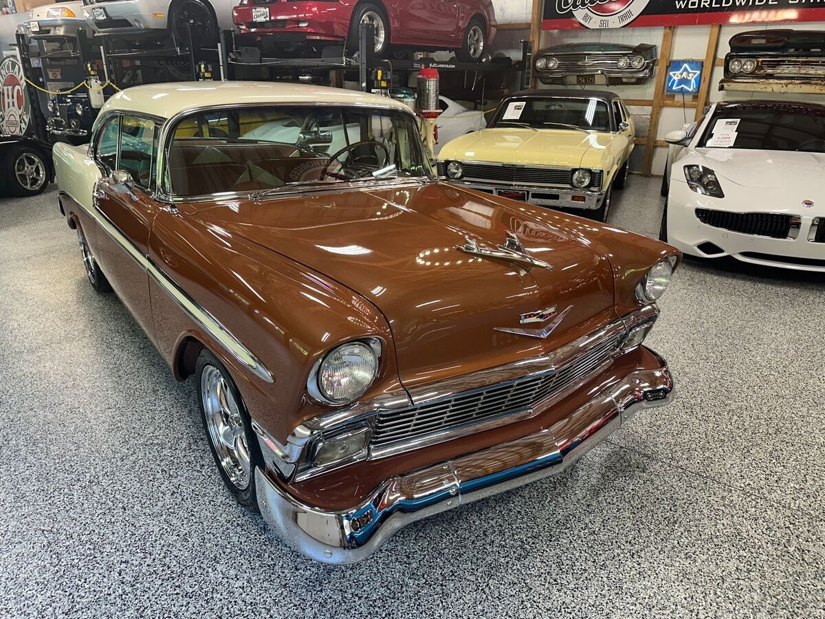 1956 Chevrolet Bel Air Resto-Mod 327 4-spd Disc Brakes Lowered Sierra Gold! - photo 2
