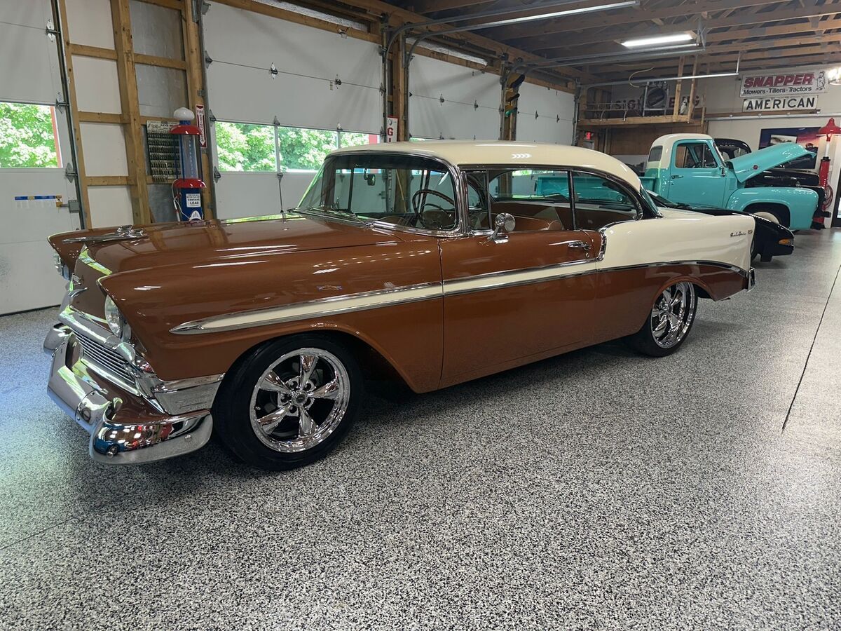 1956 Chevrolet Bel Air Resto-Mod 327 4-spd Disc Brakes Lowered Sierra Gold! - photo 3