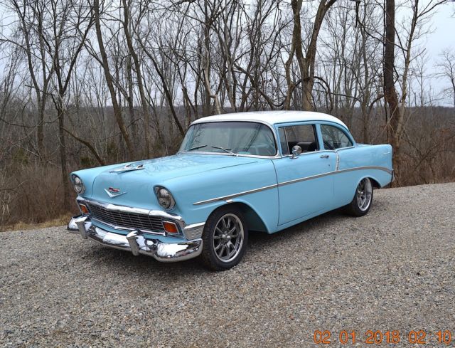1956 CHEVY 210 350 4SPD SOLID BEAUTIFUL NASSUA BLUE AND WHITE VERY NICE CAR 1956 Chevrolet Bel Air/150/210 2 DOOR 210 HARDTOP