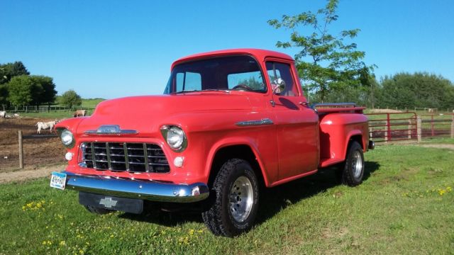 1956 Chevy Longbed Truck with new 1990's chassis - Orange 1956 Chevrolet Other Pickups Longbed