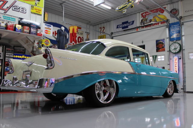 1956 CHEVY PRO TOURING CAR AIR RIDE 4 WHEELS DISC BRAKES AIR COND 4 LINK 1956 Chevrolet Bel Air/150/210