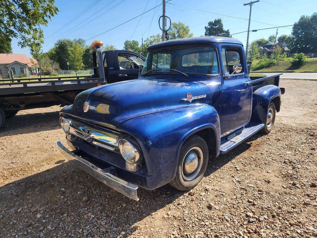 1956 Ford F100 Pickup Blue RWD Manual v8 1956 Ford F100 v8